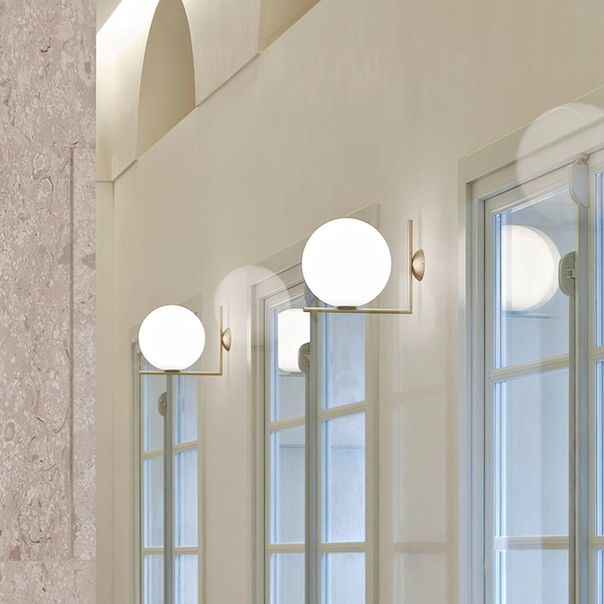 Handblown Opal Glass Wall Sconce – Modern Minimalist Wall Light Fixture with Metal Base | Thomler