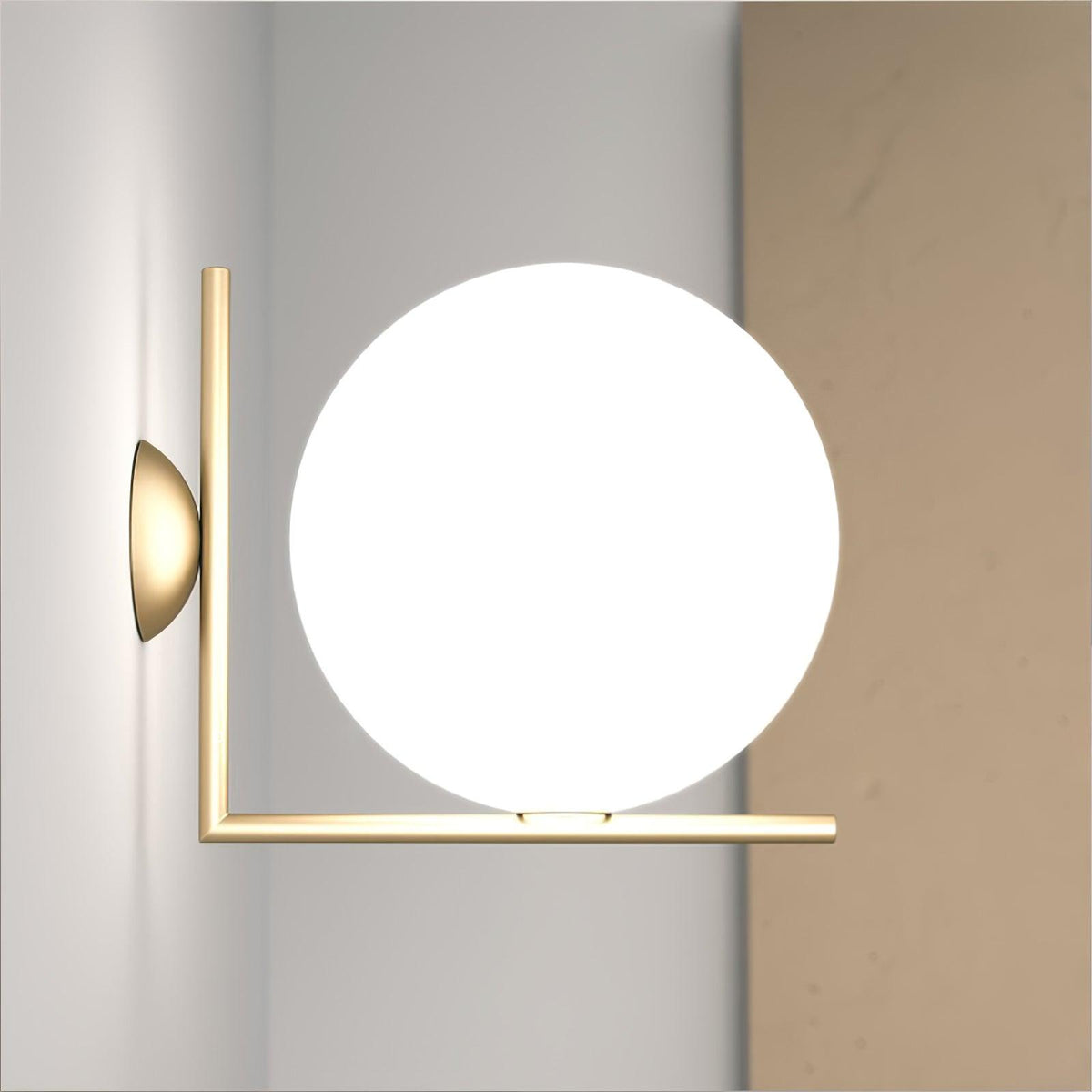 Handblown Opal Glass Wall Sconce – Modern Minimalist Wall Light Fixture with Metal Base | Thomler
