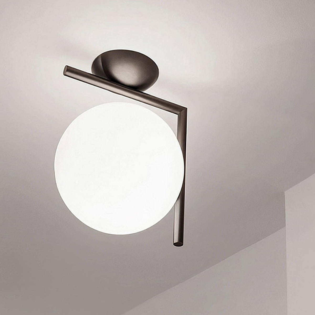 Handblown Opal Glass Wall Sconce – Modern Minimalist Wall Light Fixture with Metal Base | Thomler