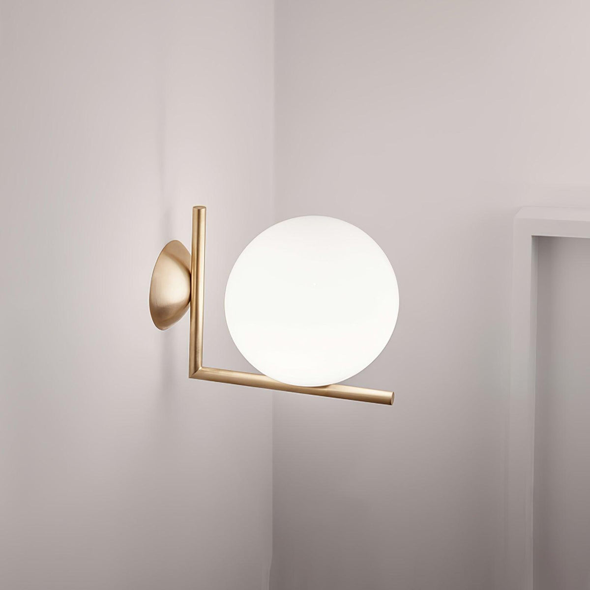 Handblown Opal Glass Wall Sconce – Modern Minimalist Wall Light Fixture with Metal Base | Thomler
