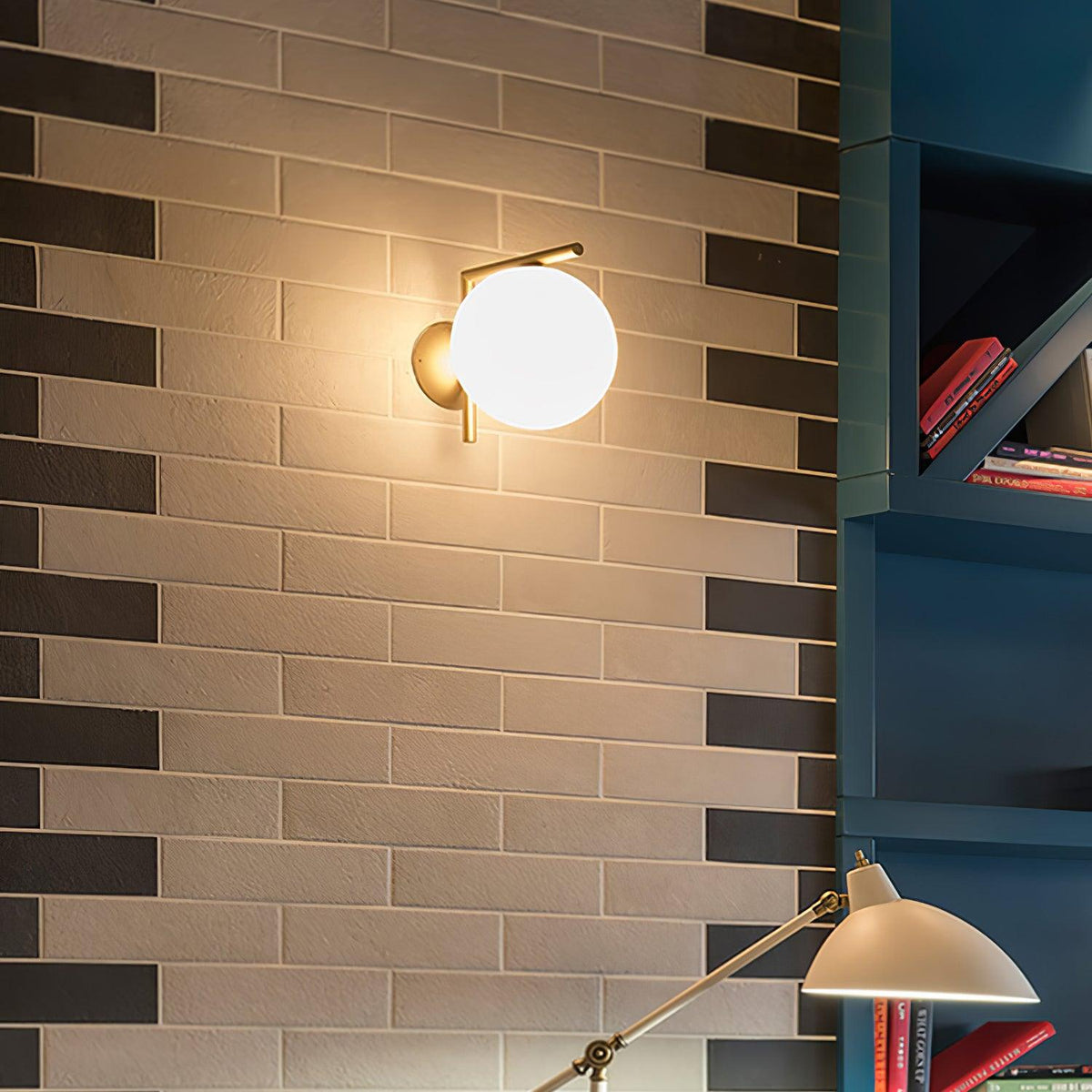 Handblown Opal Glass Wall Sconce – Modern Minimalist Wall Light Fixture with Metal Base | Thomler