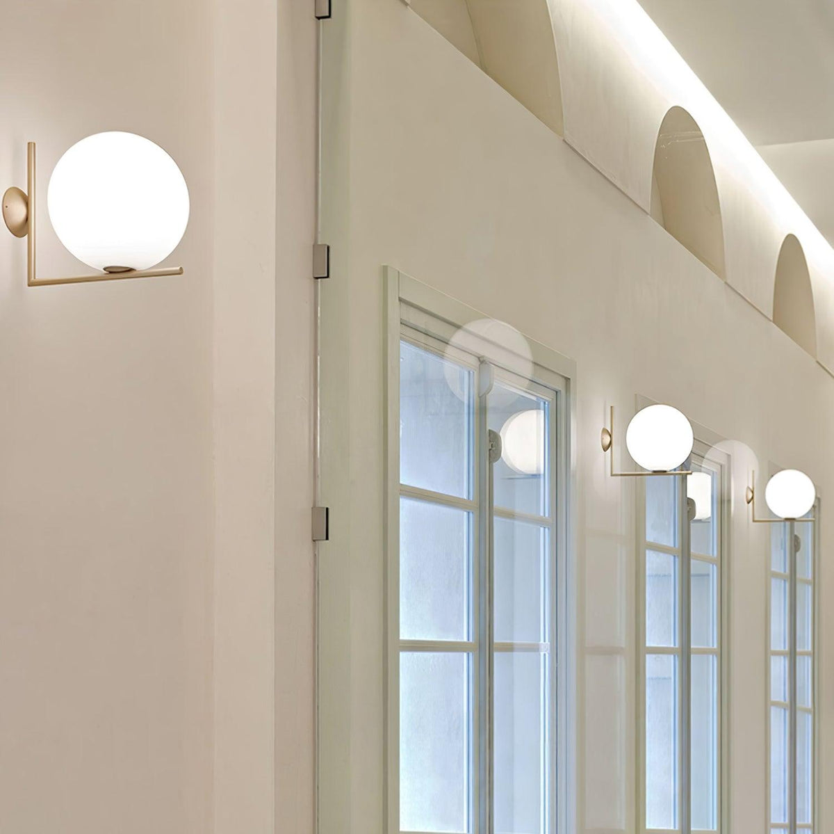 Handblown Opal Glass Wall Sconce – Modern Minimalist Wall Light Fixture with Metal Base | Thomler