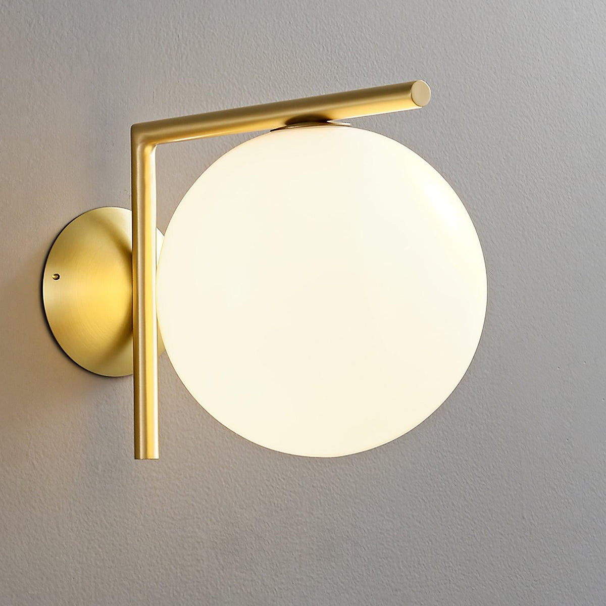 Handblown Opal Glass Wall Sconce – Modern Minimalist Wall Light Fixture with Metal Base | Thomler