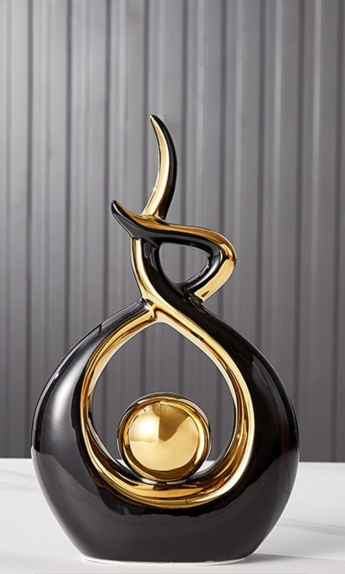 Decorative Sculpture Ceramic 31.0 cm Green Gold Modern Living Room Abstract Art Ornament Table Cabinet Decor | Thomler