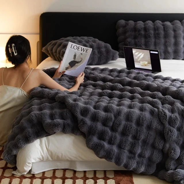Plush Faux Fur Throw Blanket with Silky Soft Texture for Couch, Bed & Living Room Decor in Multiple Colors | Thomler