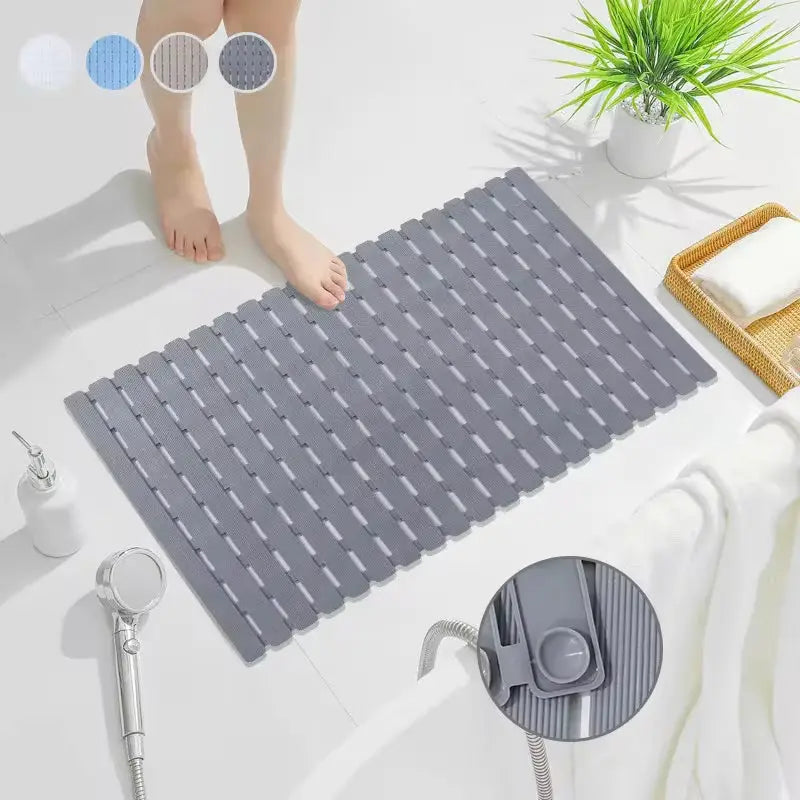 Textured Silicone Shower Mat with Suction Grip | Anti-Slip Bathroom Floor Cover for Tubs and Stalls | Drainage Design for Safety | Thomler