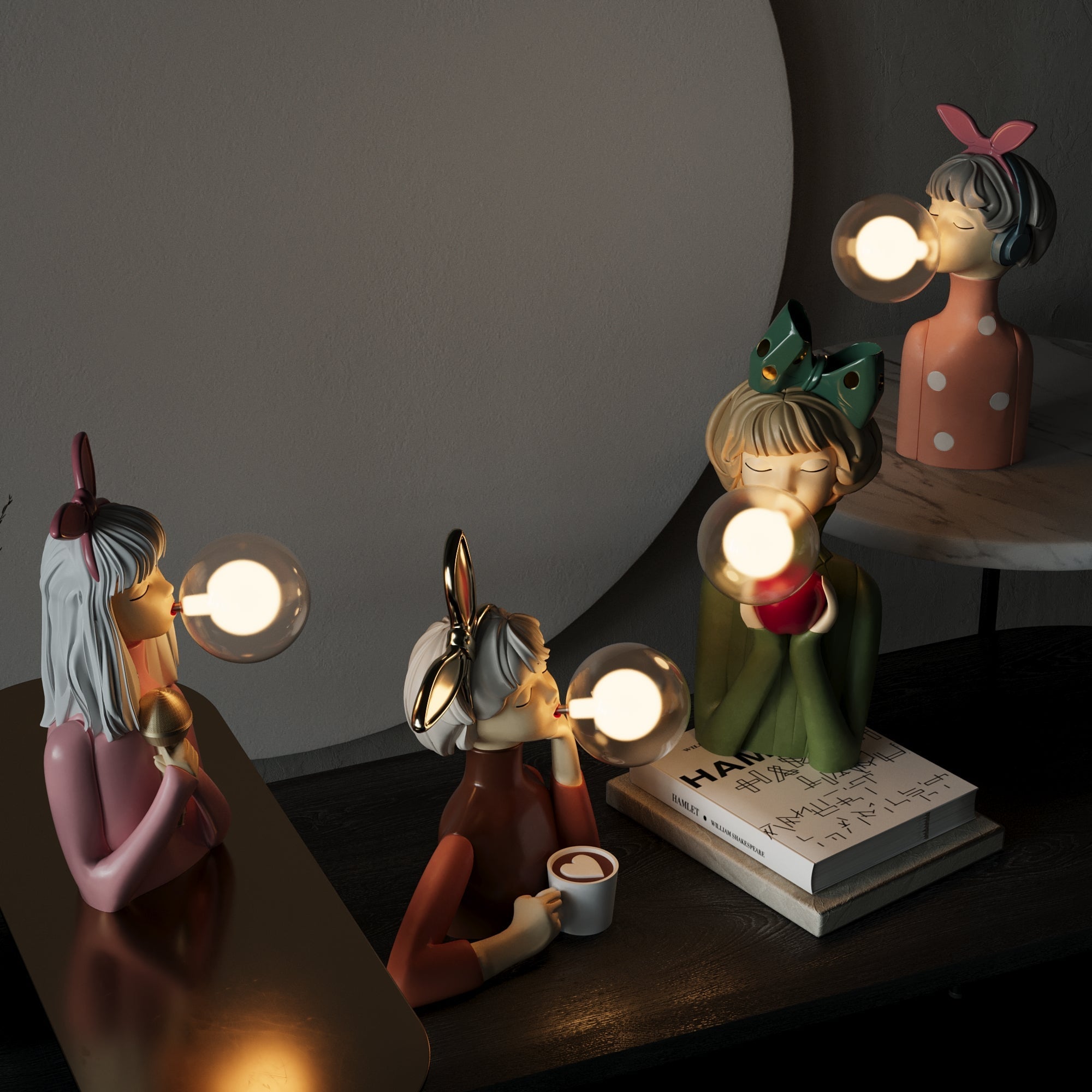 Table Lamp Resin Glass 23.5 cm Ambient Bedroom Living Room Decorative Bedside Desk Light Modern Scandinavian Accent Lamp | Thomler