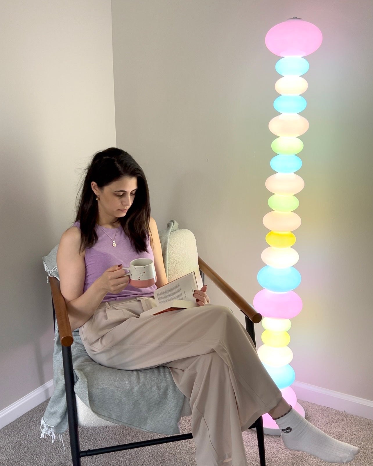 Floor Lamp Acrylic Candy Column 63 in Decorative Living Room Bedroom Lighting Accent | Thomler