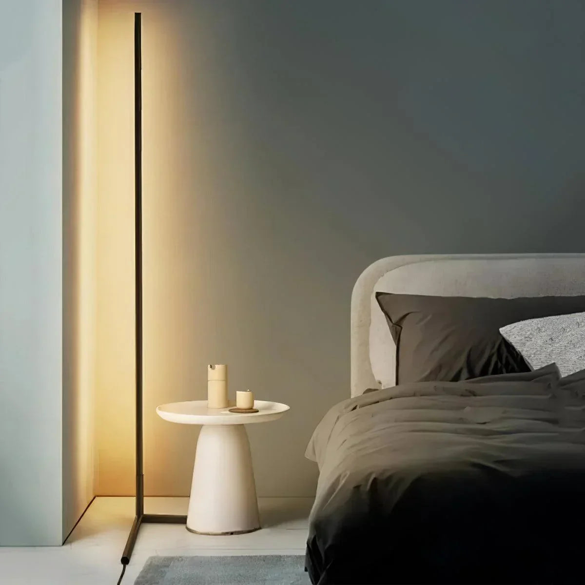 Floor Lamp Aluminium 142.0 cm 55.9" Black Remote Controlled Living Room Bedroom Dimmable LED Standing Light | Thomler