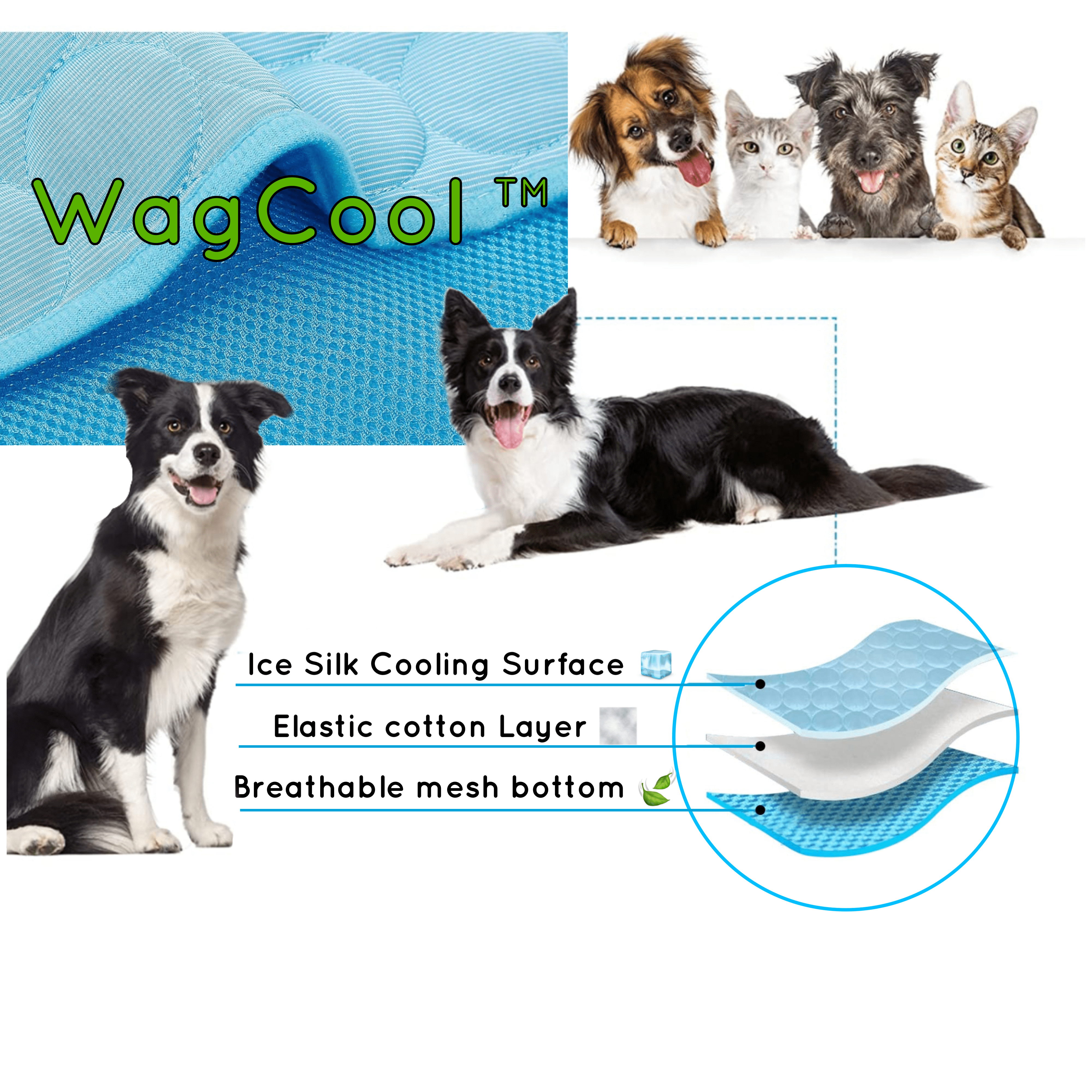 Self-Cooling Pet Mat for Dogs & Cats – Pressure-Activated Ice Silk, Machine Washable, Lightweight & Portable for Summer Heat Relief | Thomler