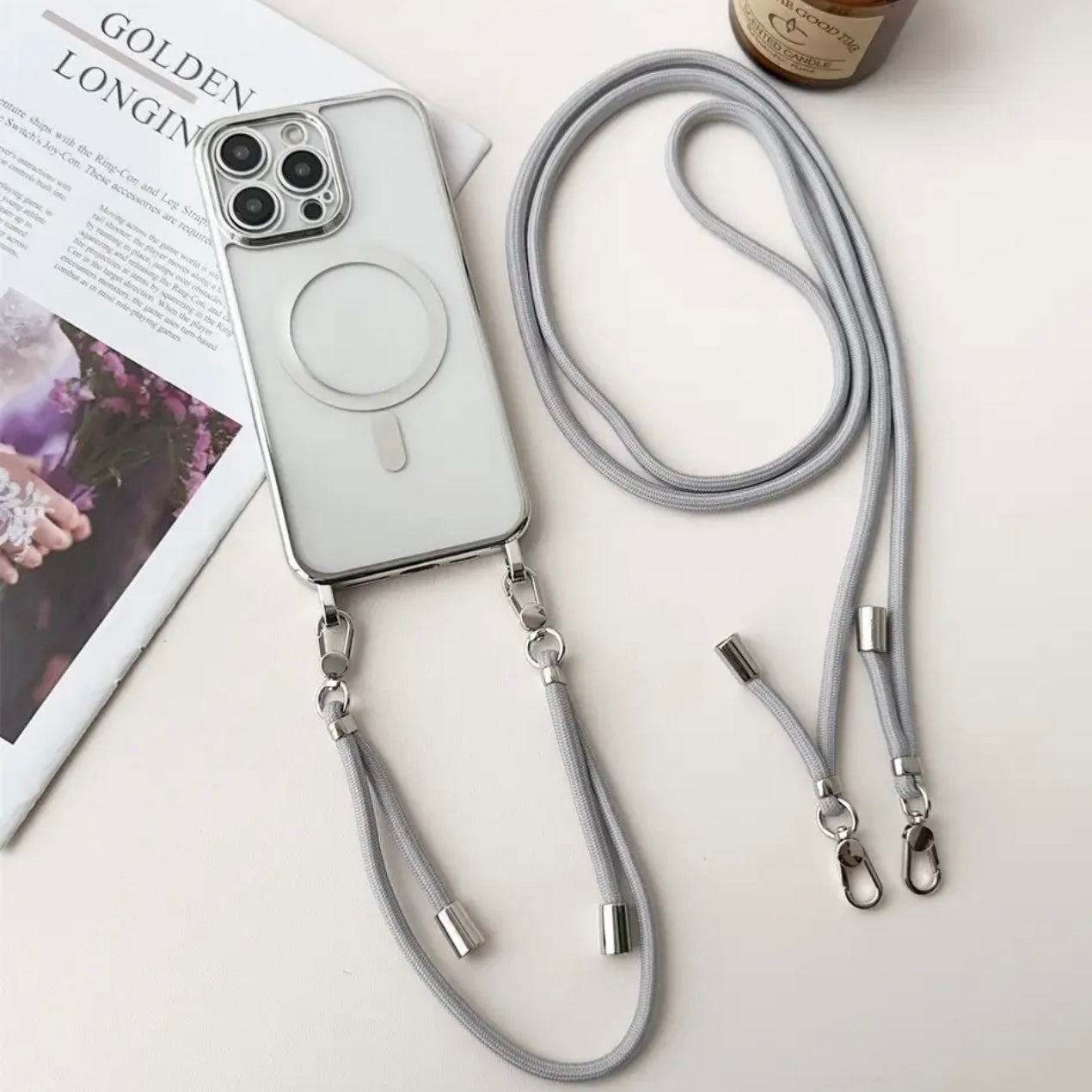 MagSafe Crossbody iPhone Case with Adjustable Strap for Hands-Free Carrying | Compatible with All MagSafe Accessories | Slim Protective | Thomler