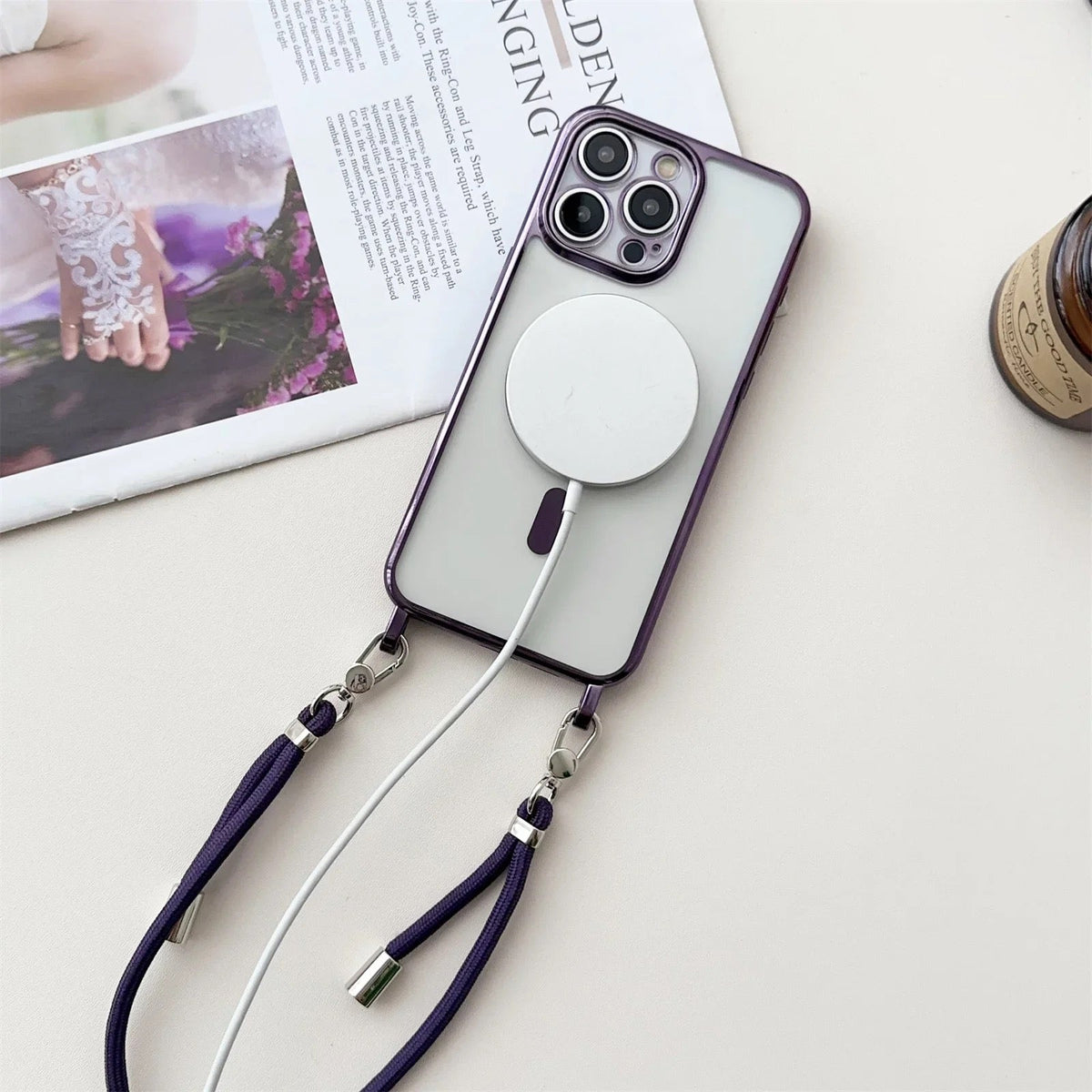 MagSafe Crossbody iPhone Case with Adjustable Strap for Hands-Free Carrying | Compatible with All MagSafe Accessories | Slim Protective | Thomler