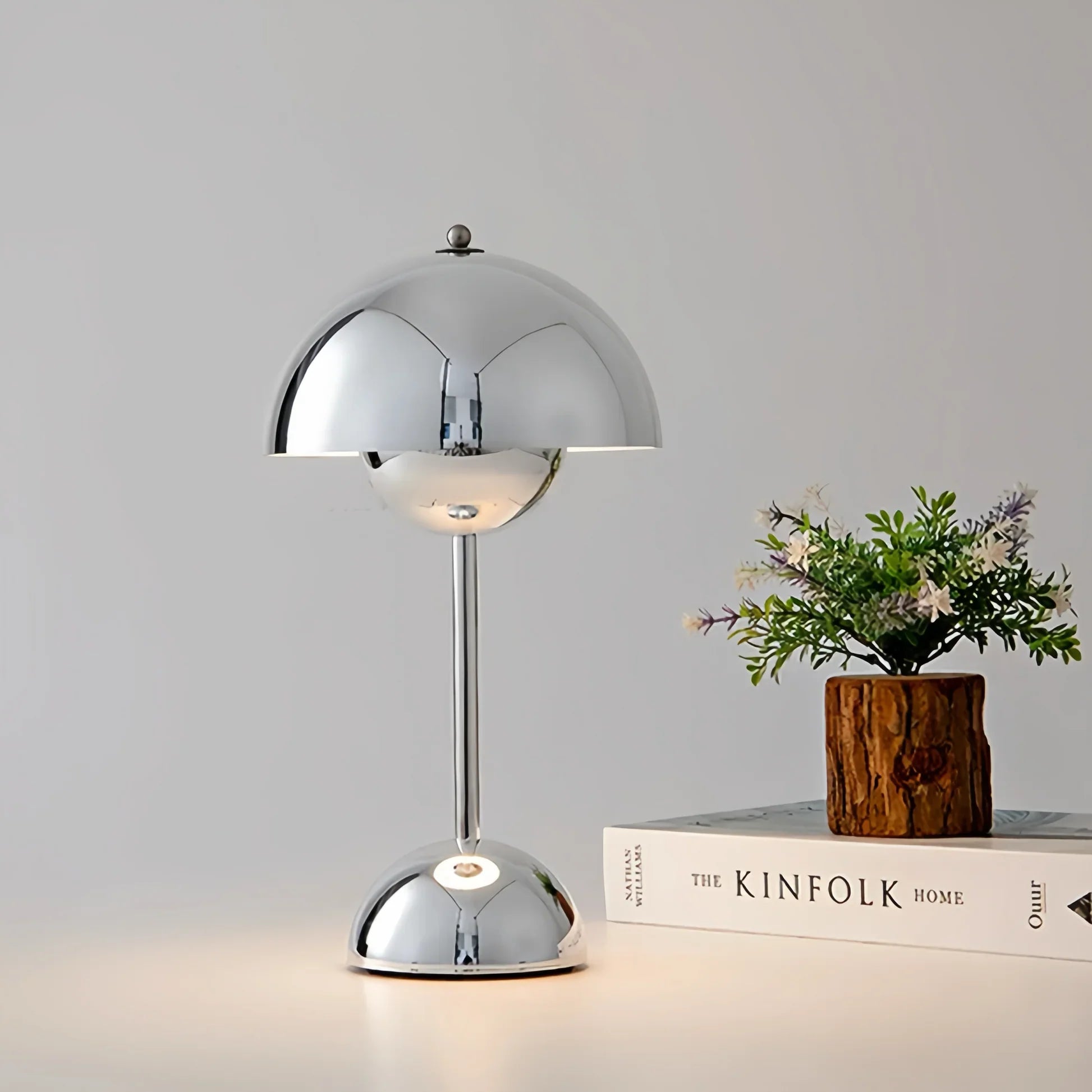 Table Lamp Metal 30.0 cm (11.8") Chrome Wireless Mood Lighting Rechargeable LED Touch Dimmer Bedside Dining Room | Thomler