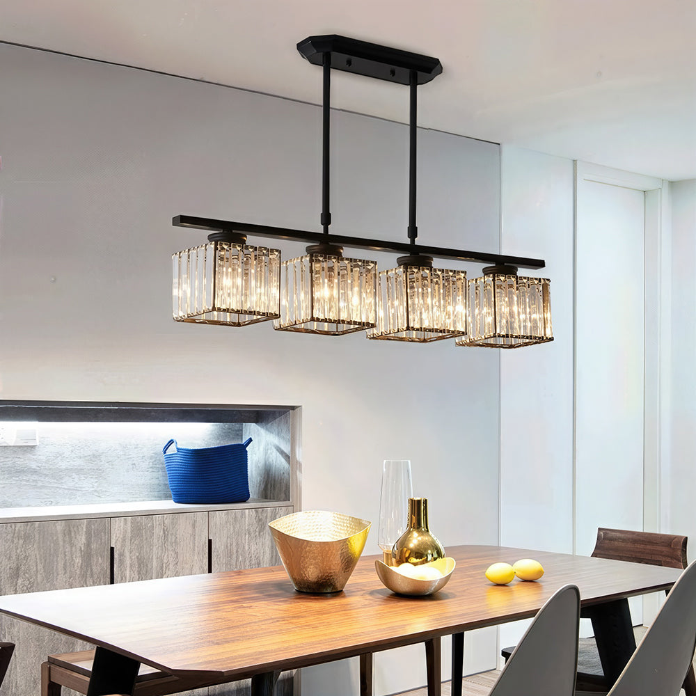 Pendant Light Glass 80.0 cm Black Adjustable Kitchen Island Dining Room Hanging Ceiling Lamp E27 Modern Scandinavian | Thomler