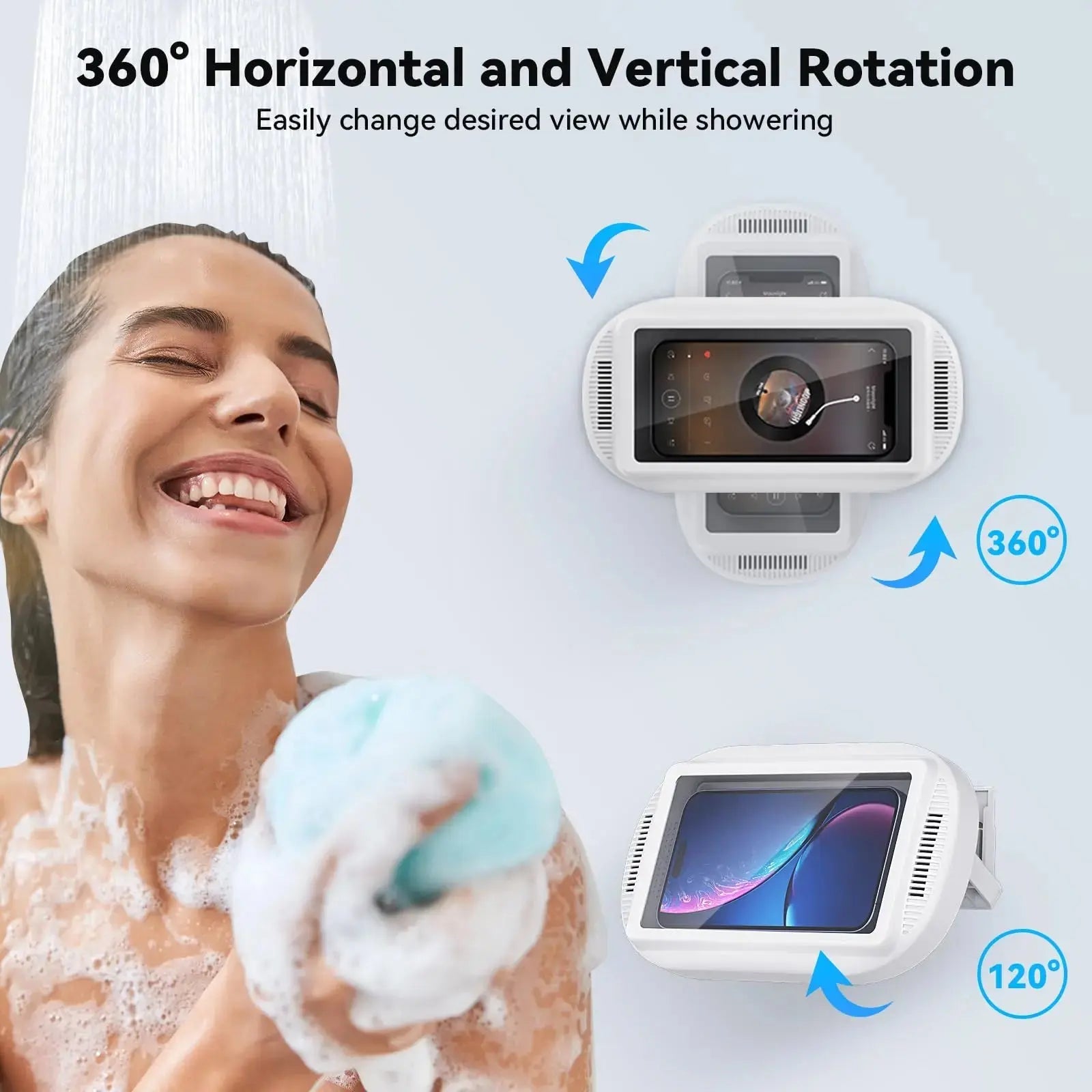 Wall-Mount Rotating Waterproof Phone Case for Shower & Bathroom with Touch Screen Access | Thomler