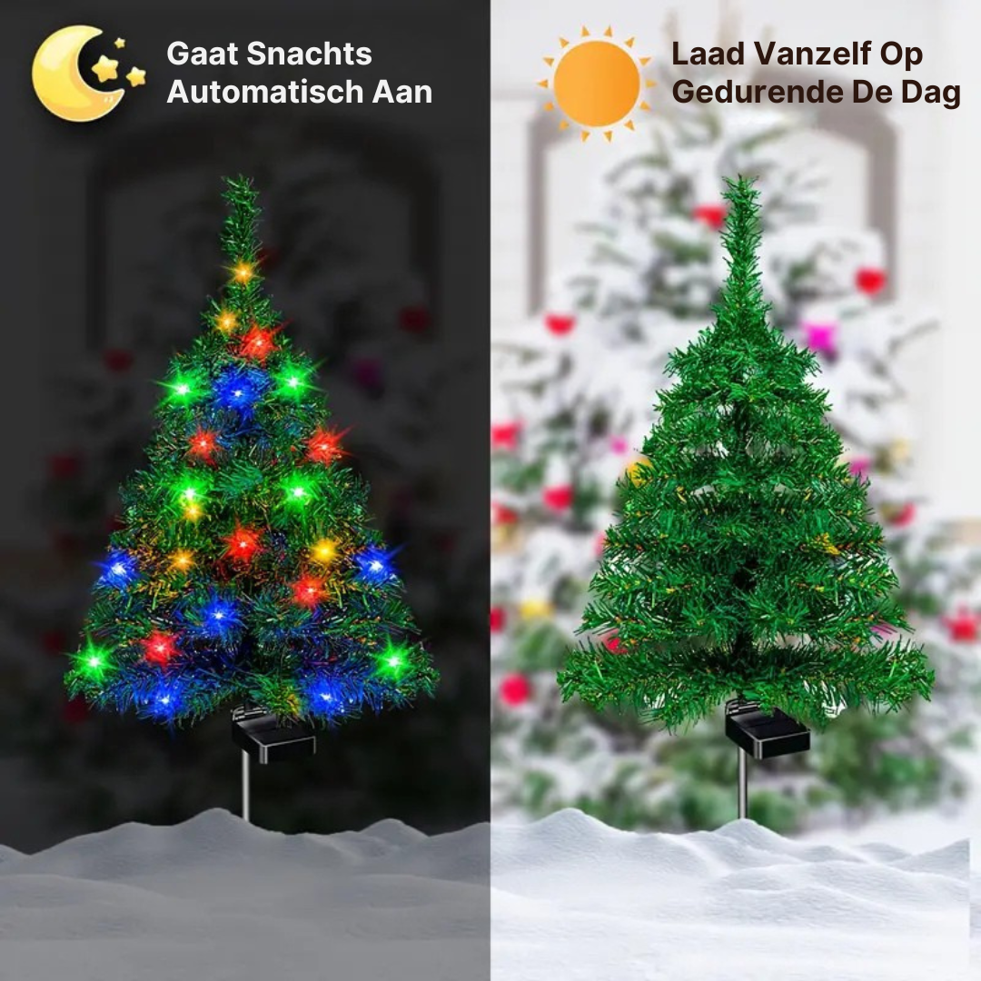 Solar Christmas Tree Stake Light with 12 LEDs – 20 in Outdoor Decoration for Yard & Pathway | Thomler