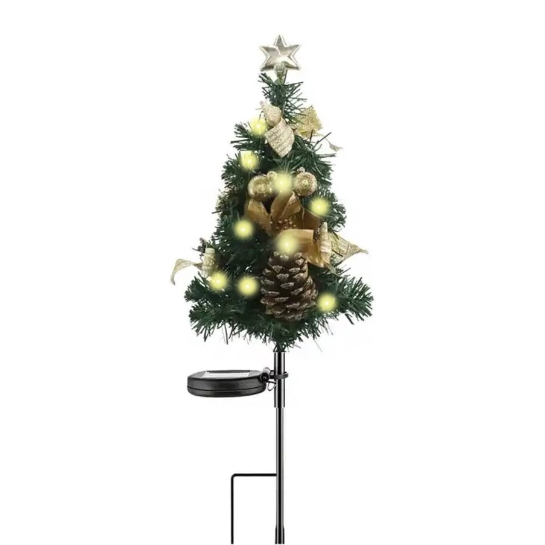 Solar Christmas Tree Stake Light with 12 LEDs – 20 in Outdoor Decoration for Yard & Pathway | Thomler