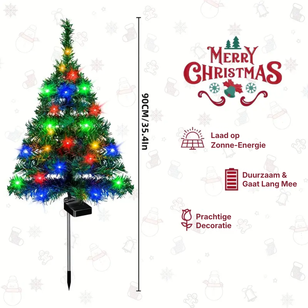 Solar Christmas Tree Stake Light with 12 LEDs – 20 in Outdoor Decoration for Yard & Pathway | Thomler
