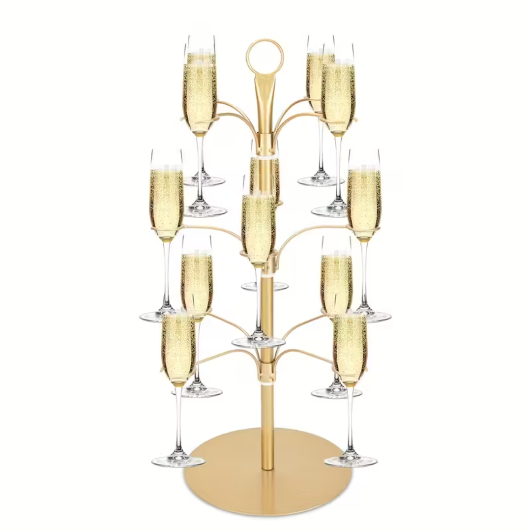 3-Tier Metal Stemware Display Stand – Holds 12 Glasses for Parties & Celebrations | Thomler