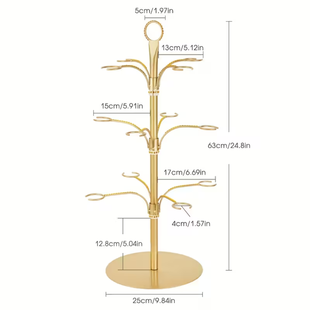 3-Tier Metal Stemware Display Stand – Holds 12 Glasses for Parties & Celebrations | Thomler