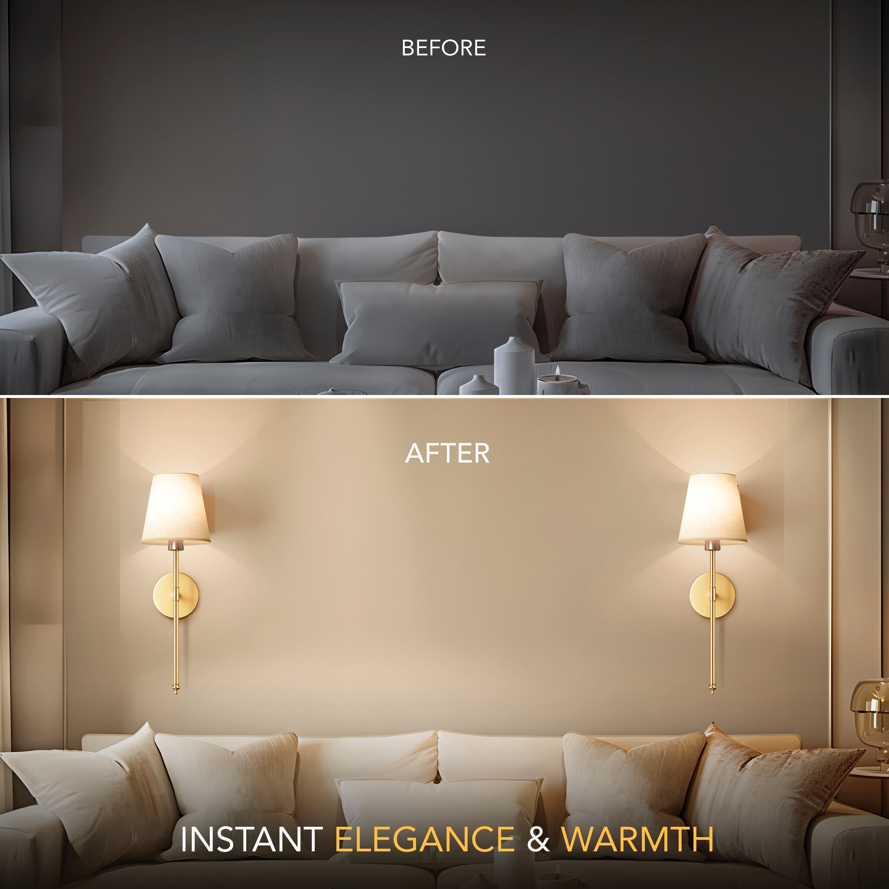 Wall Lamp Metal 51.5 cm Gold Bedroom Wireless Remote Controlled Reading Light Pair Scandinavian Interior Lighting | Thomler