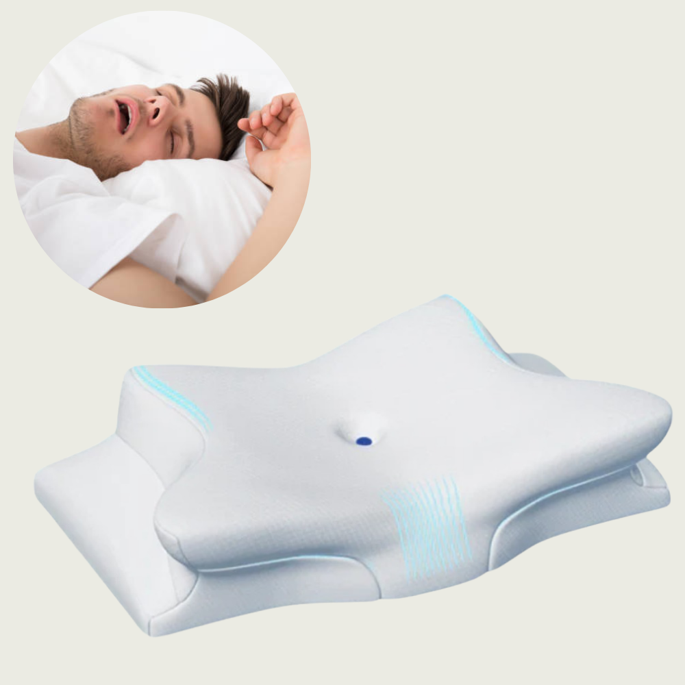 Contoured Memory Foam Sleep Pillow for Airway Support and Neck Alignment – Dual Height for Side and Back Sleepers, Breathable Mesh Cover | Thomler