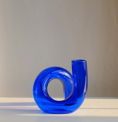 Glass Vase Borosilicate Glass 13.0 cm Coloured Loop Design Table Windowsill Hydroponic Decorative Flower Vase | Thomler