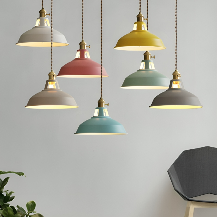 Metal Ceiling Fixture with Dome Shade – E27 Socket for Dining Room & Kitchen – Hardwired Hanging Light in 7 Colors | Thomler