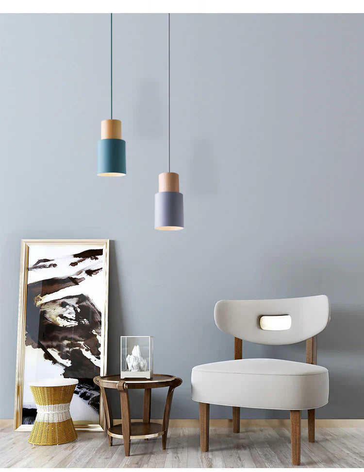 Pendant Light Wood Iron E27 18.0 cm Scandinavian Dining Room Kitchen Island Hanging Ceiling Lamp | Thomler