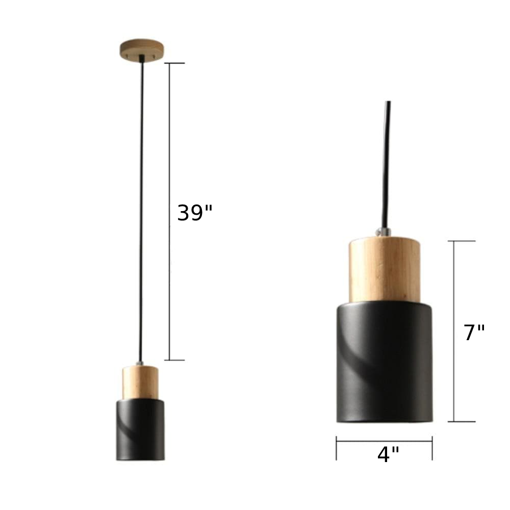 Pendant Light Wood Iron E27 18.0 cm Scandinavian Dining Room Kitchen Island Hanging Ceiling Lamp | Thomler