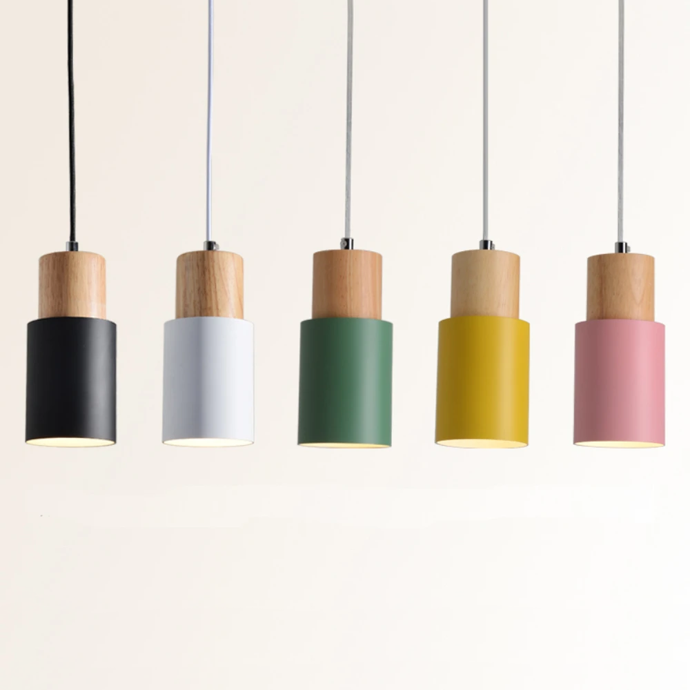 Pendant Light Wood Iron E27 18.0 cm Scandinavian Dining Room Kitchen Island Hanging Ceiling Lamp | Thomler