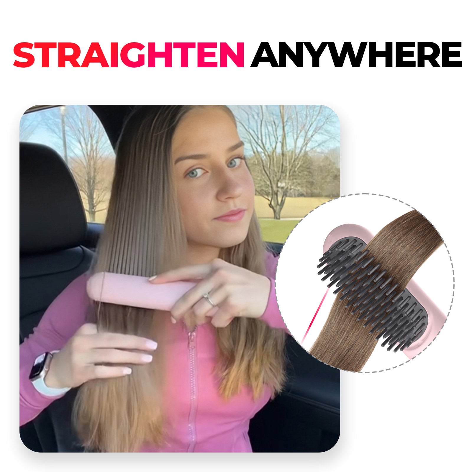 Cordless Hair Styling Brush for Straightening & Curling — Rechargeable Heat Tool for All Hair Types, Travel-Size Ceramic Smoothing Iron | Thomler