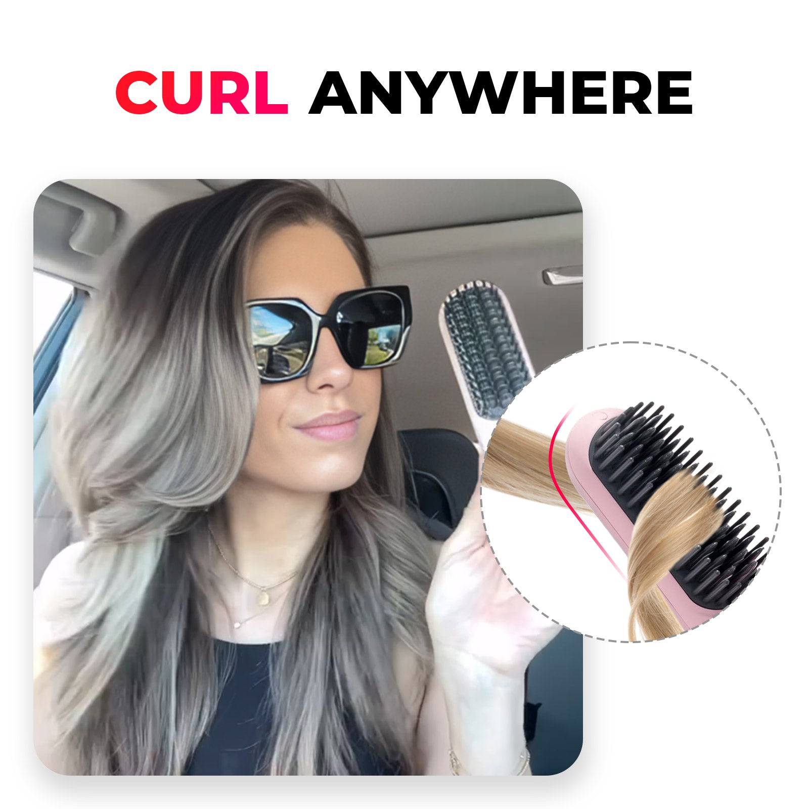 Cordless Hair Styling Brush for Straightening & Curling — Rechargeable Heat Tool for All Hair Types, Travel-Size Ceramic Smoothing Iron | Thomler