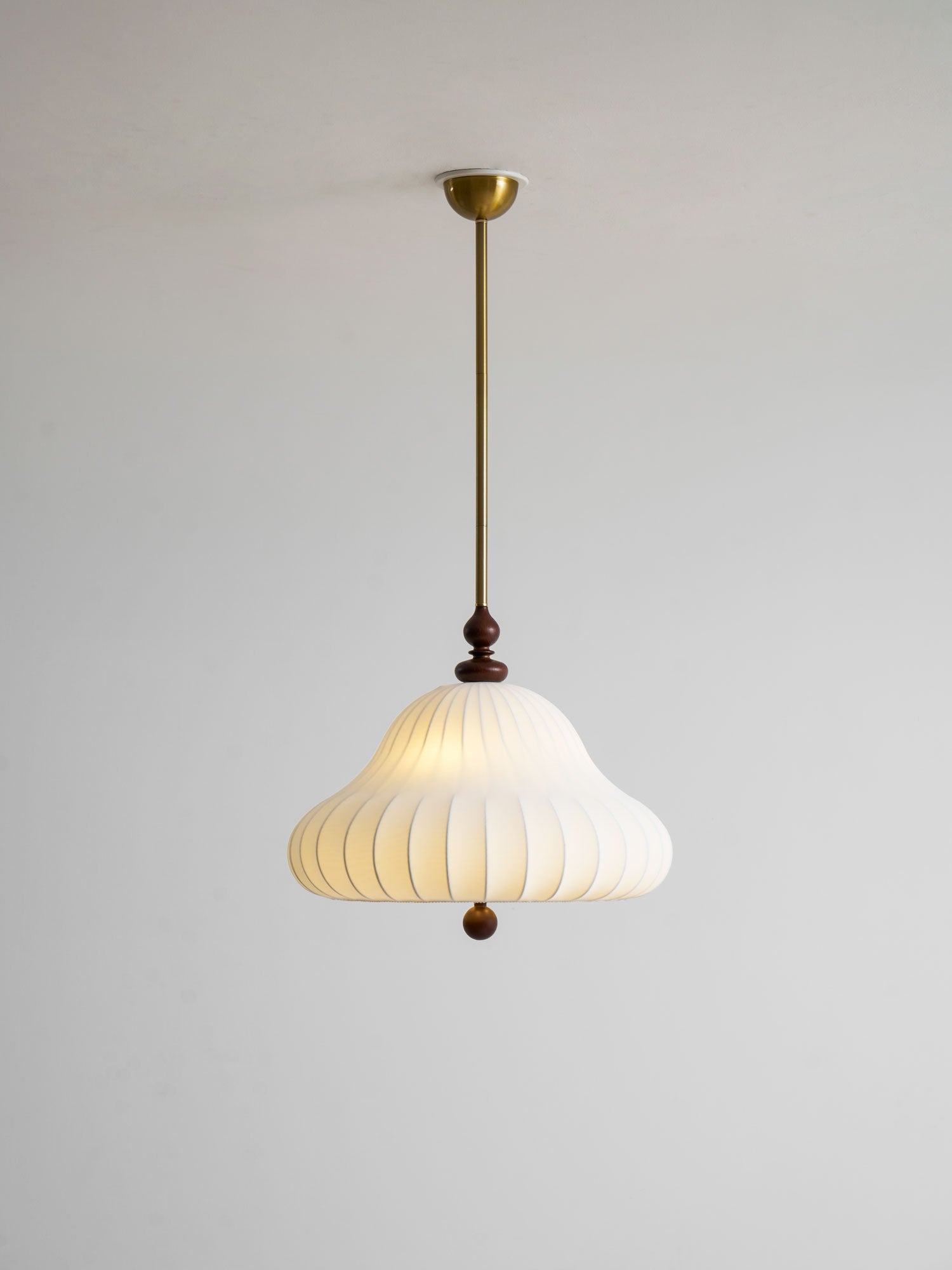 Adjustable Hanging Lamp with Layered Petal Shade Wood Metal Mixed Material 20 Inch Diameter for Dining Living Bedroom | Thomler