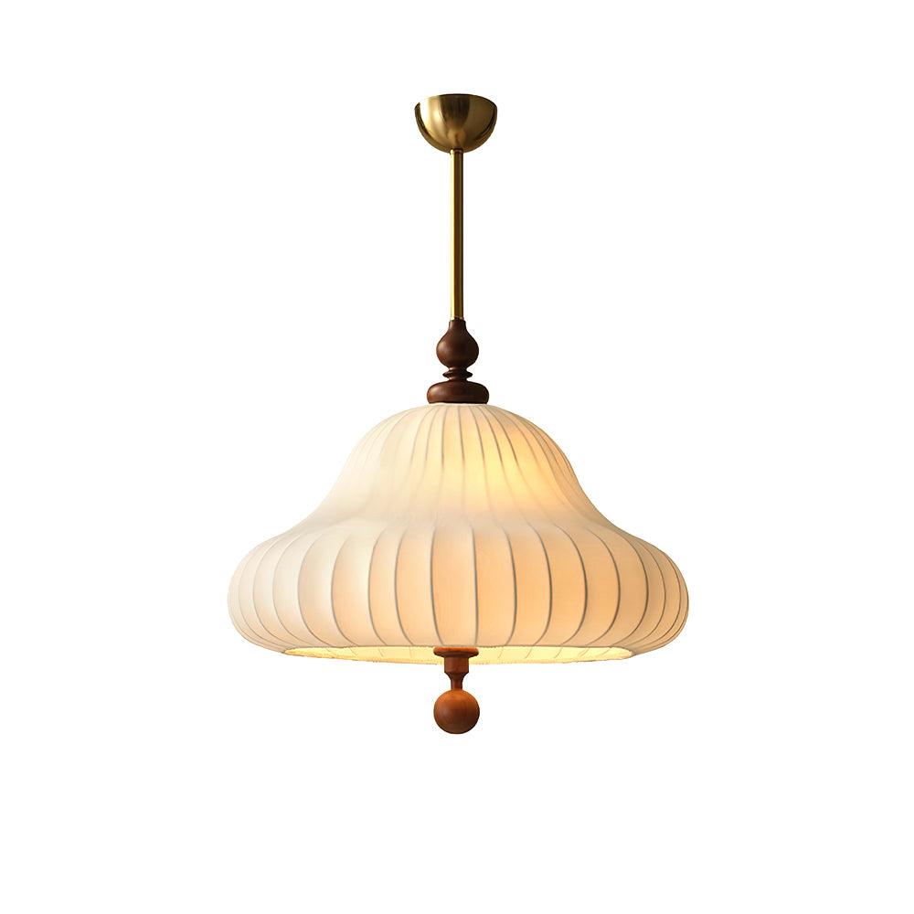 Adjustable Hanging Lamp with Layered Petal Shade Wood Metal Mixed Material 20 Inch Diameter for Dining Living Bedroom | Thomler