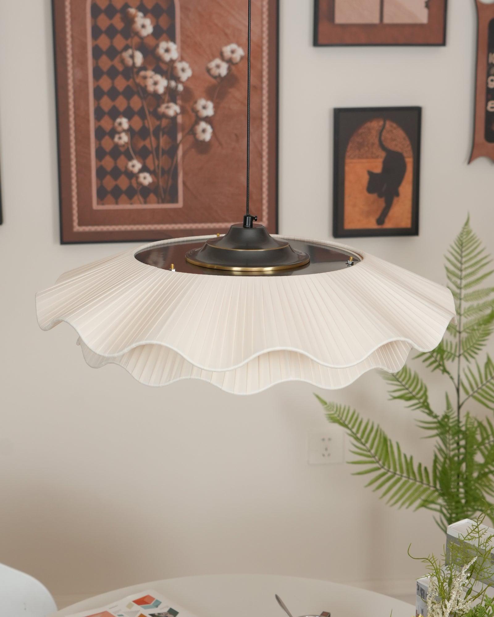 Pendant Light Brass 21.7 in Adjustable Ceiling Light Beige Black Living Room Dining Room Modern Minimalist Hanging Lamp | Thomler