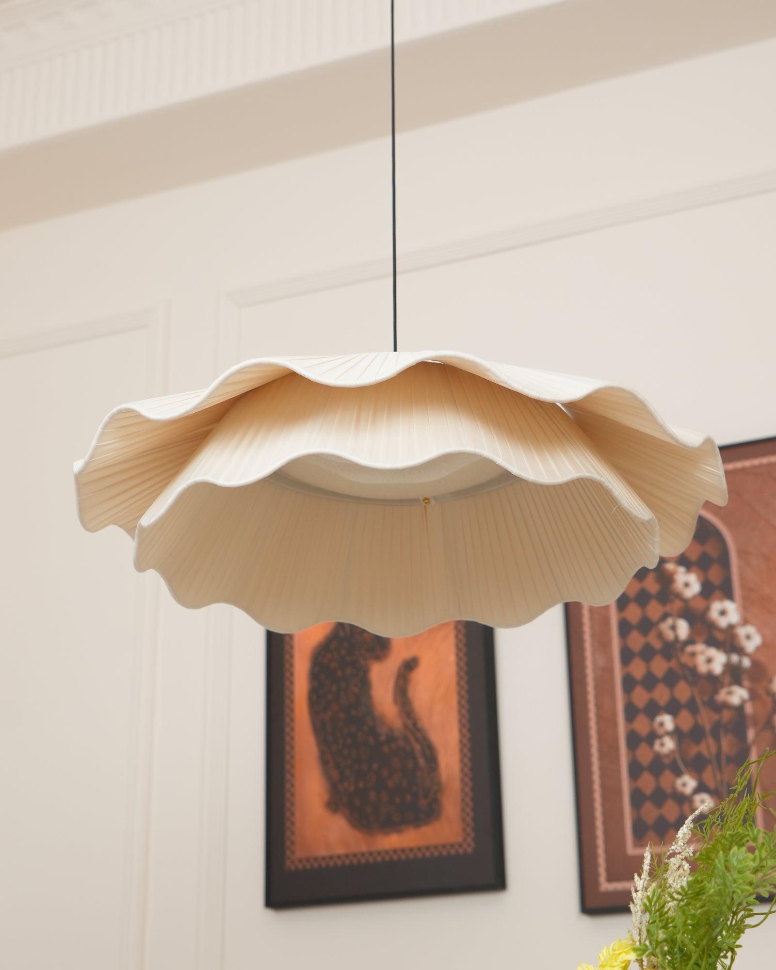 Pendant Light Brass 21.7 in Adjustable Ceiling Light Beige Black Living Room Dining Room Modern Minimalist Hanging Lamp | Thomler