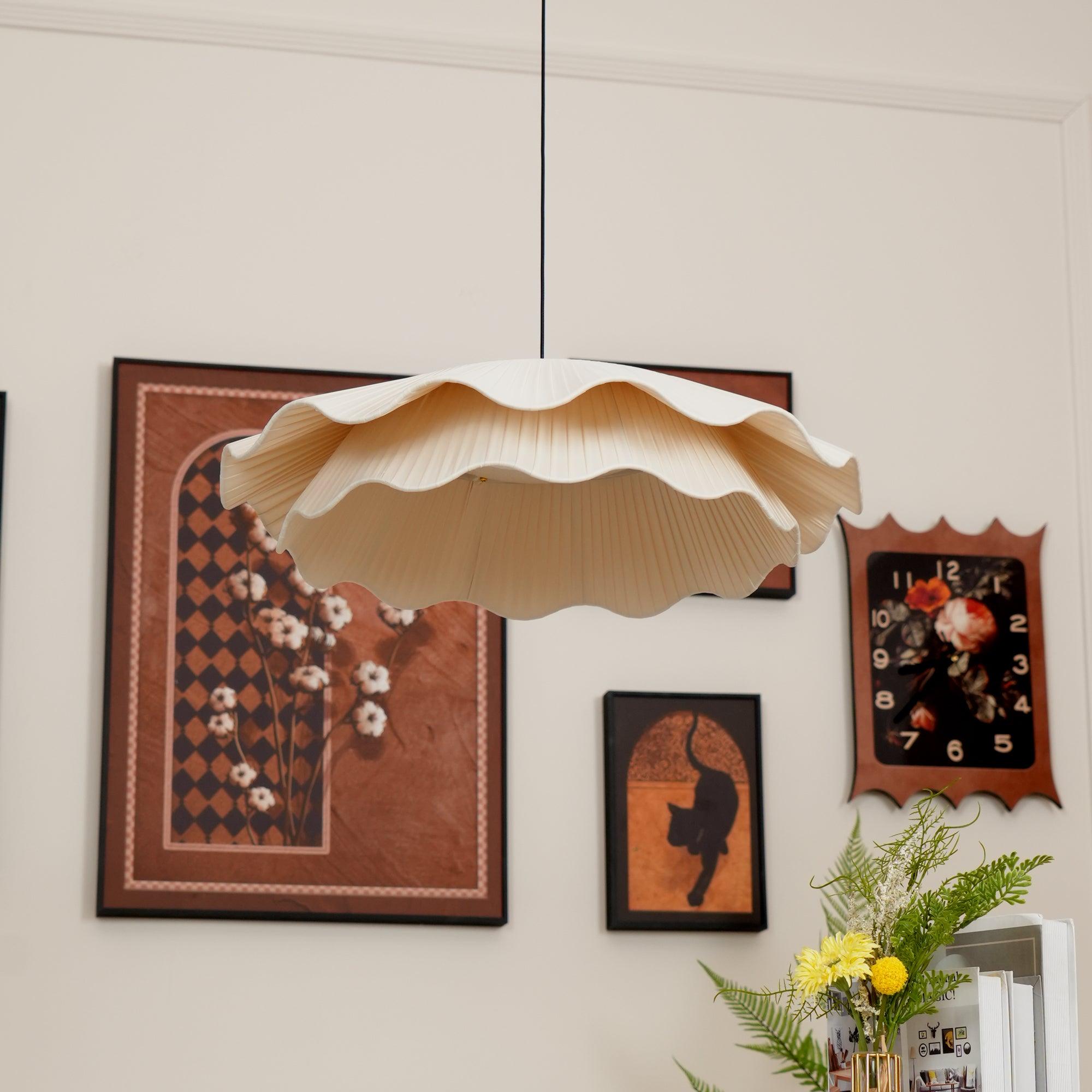 Pendant Light Brass 21.7 in Adjustable Ceiling Light Beige Black Living Room Dining Room Modern Minimalist Hanging Lamp | Thomler