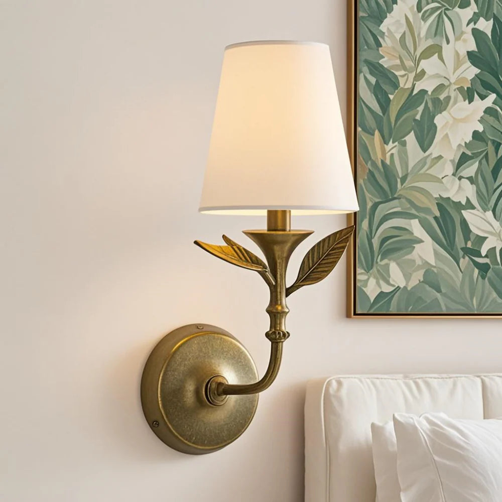 Wall Lamp Metal 8.1 in x 11.4 in Antique Brass White LED Bedroom Hallway Living Room Sconce Decorative Lighting | Thomler