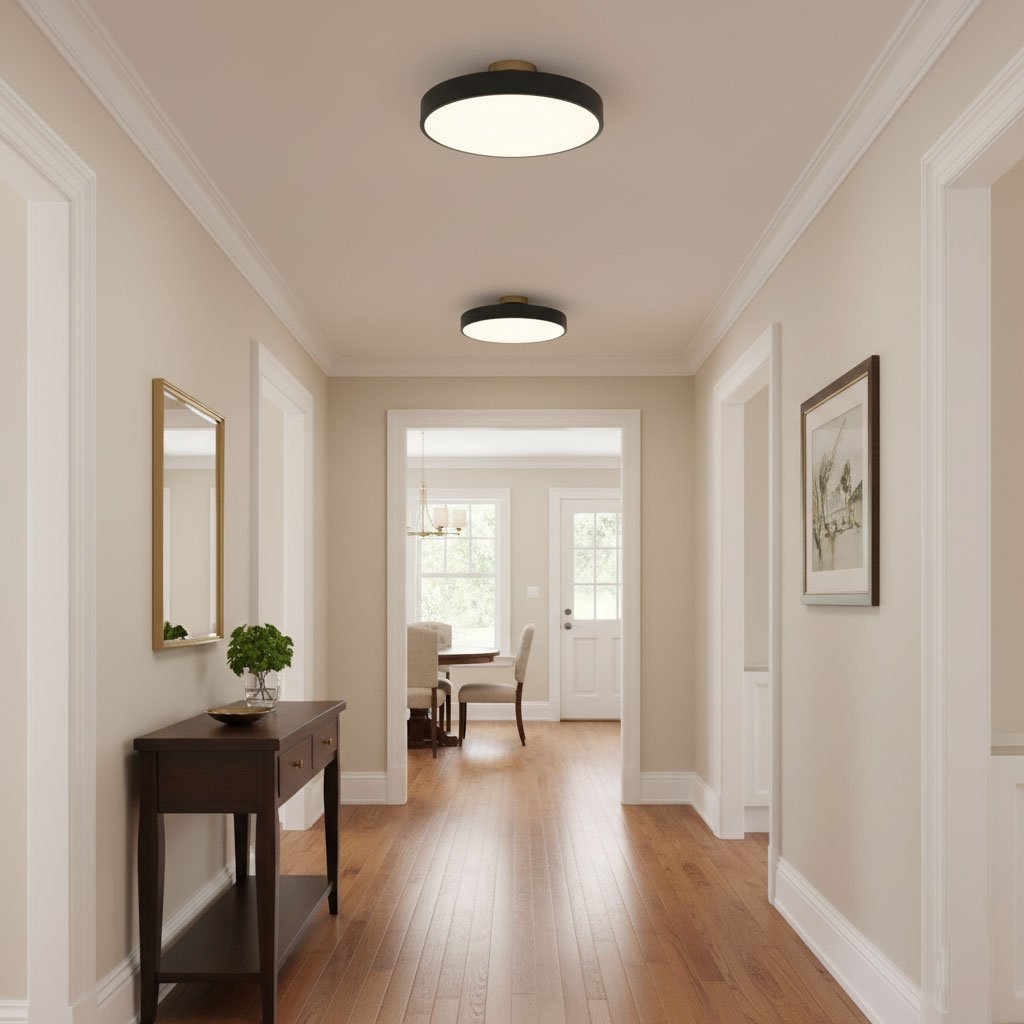 Metal Flush Mount Ceiling Light 11.8 in Warm Ambient Indoor Dining Living Room Office LED | Thomler