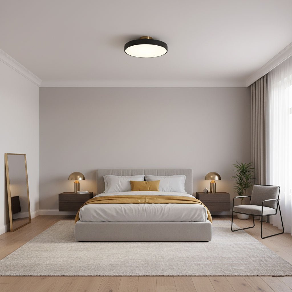Metal Flush Mount Ceiling Light 11.8 in Warm Ambient Indoor Dining Living Room Office LED | Thomler