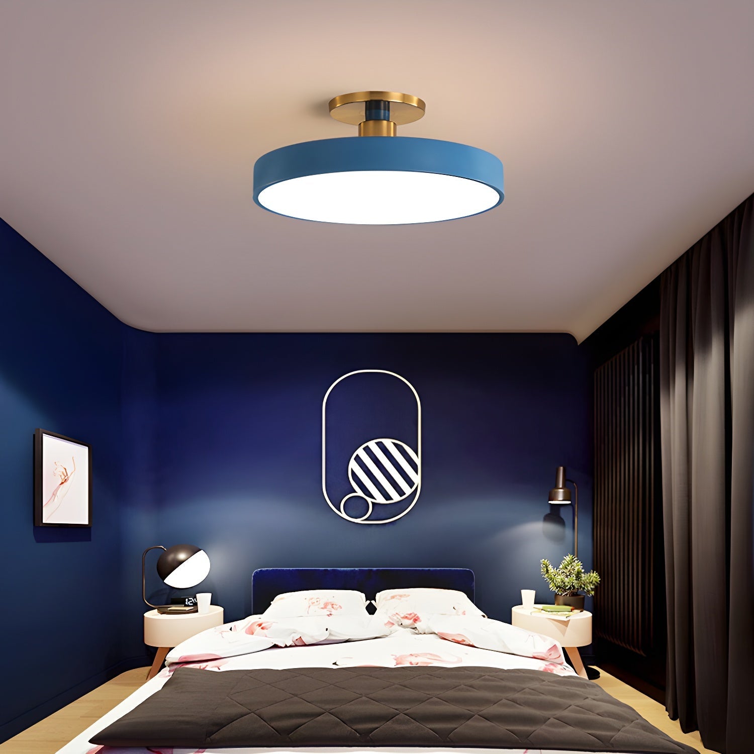 Metal Flush Mount Ceiling Light 11.8 in Warm Ambient Indoor Dining Living Room Office LED | Thomler