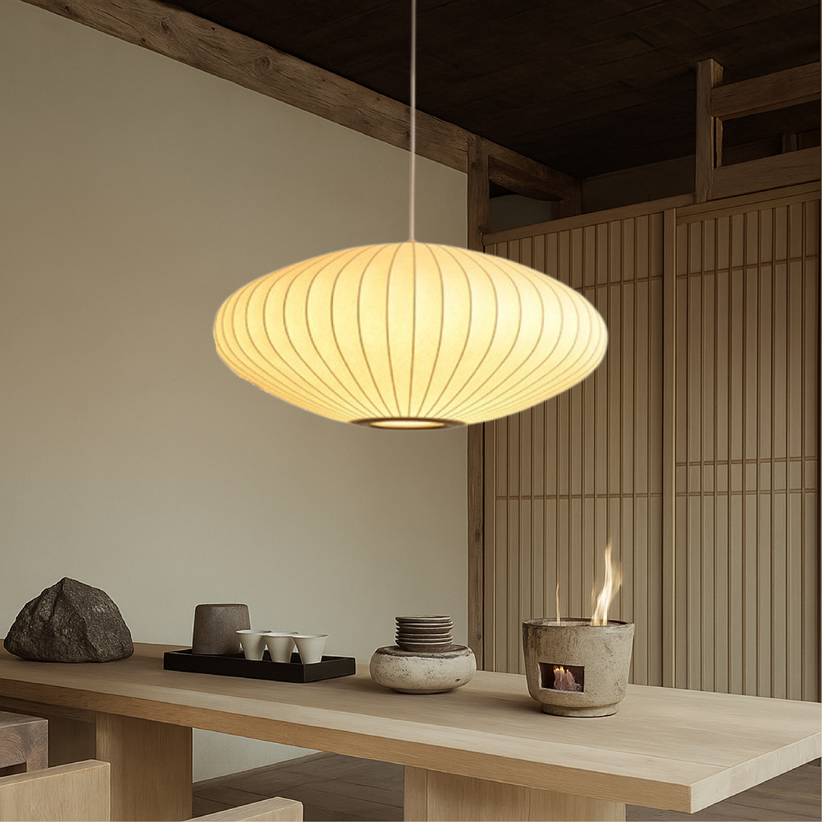 Sculptural Fabric Hanging Light – Handwired Ceiling Fixture with Adjustable Drop, Warm Ambient Illumination for Dining Rooms & Bars, 5 | Thomler