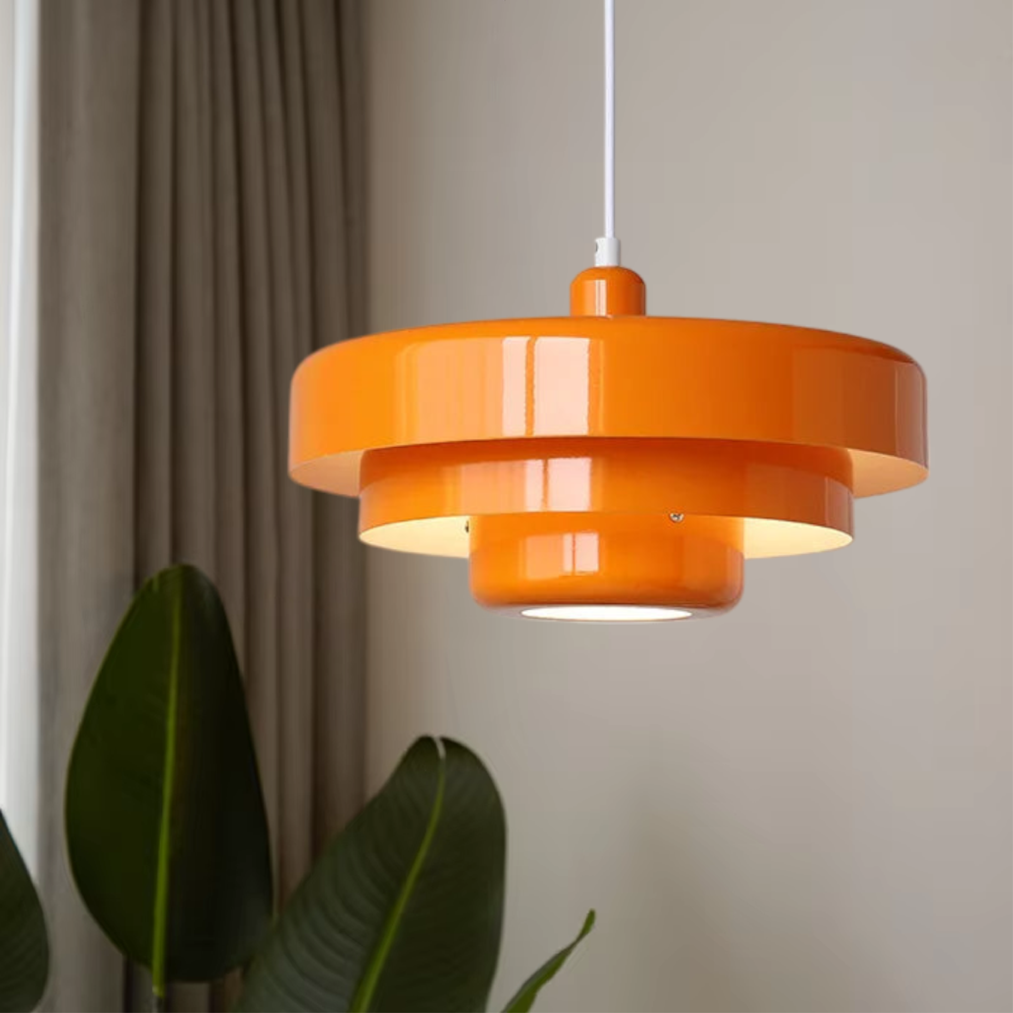 Pendant Light Iron 35.0 cm Orange Gold Black Dining Room Bauhaus Mid Century Industrial Hanging Ceiling Lamp | Thomler