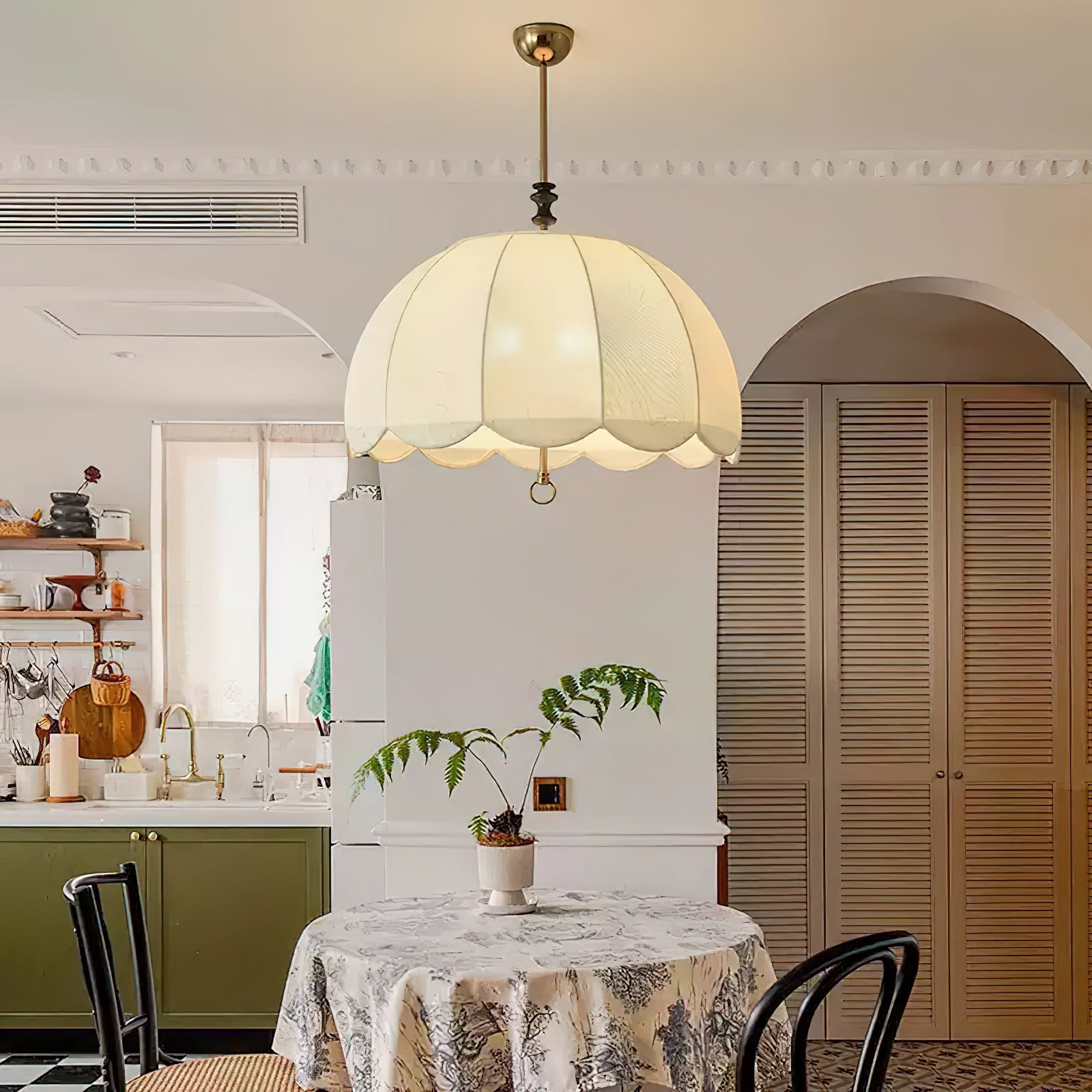 Woven Fabric Shade Drop Fixture 20-Inch Mixed-Material Frame for Table & Island Overhead Lighting | Thomler