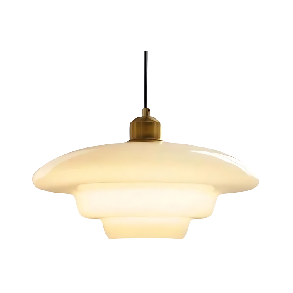 Pendant Light Brass Glass 30.0 cm Gold Dining Room Art Deco Hanging Ceiling Lamp Layered Shade E27 | Thomler