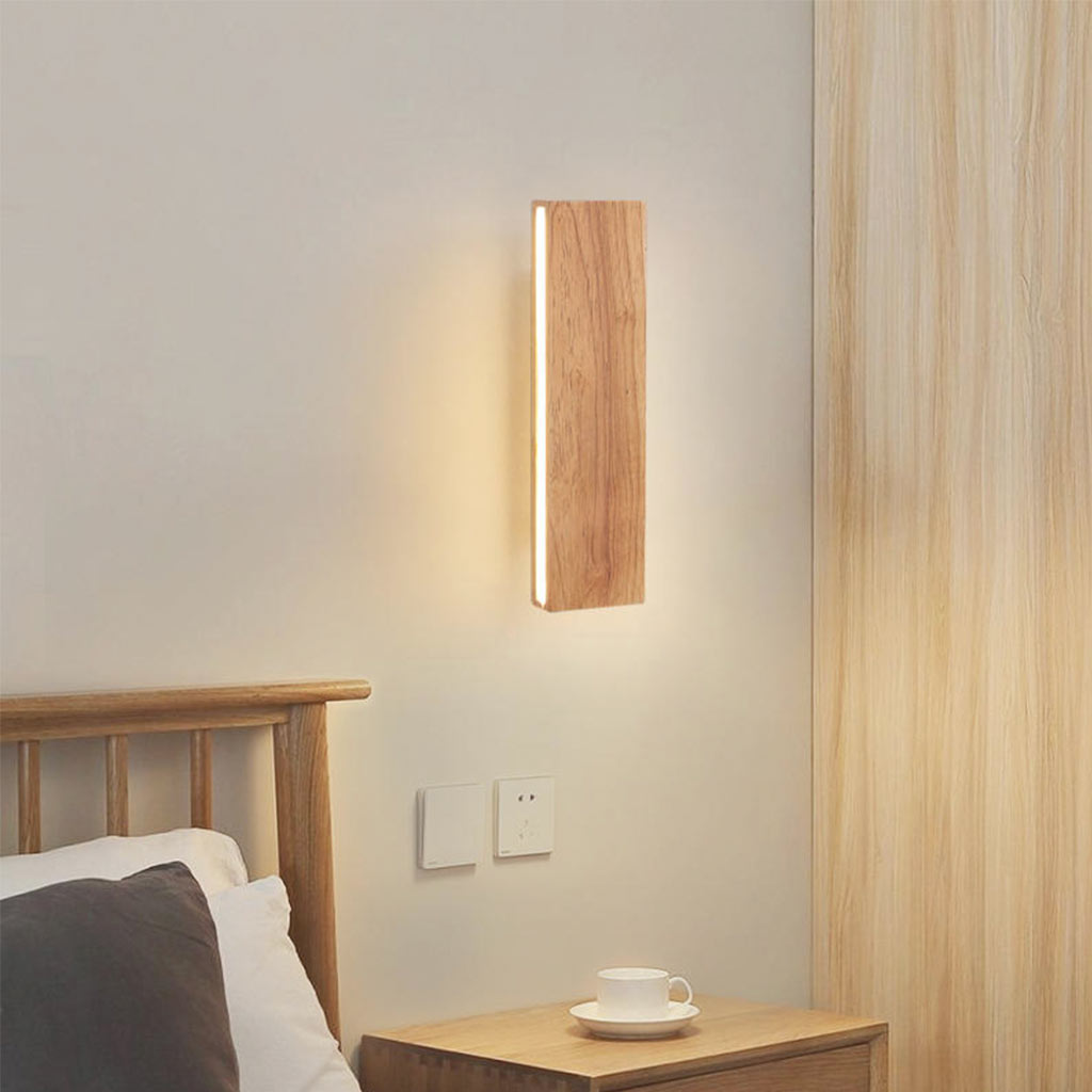 Wall Sconce Wood 8 in to 20 in Adjustable LED Bedroom Hallway Stairway Lighting Warm White Neutral | Thomler