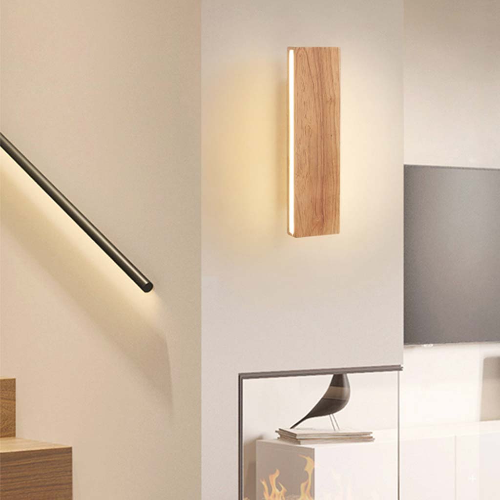 Wall Sconce Wood 8 in to 20 in Adjustable LED Bedroom Hallway Stairway Lighting Warm White Neutral | Thomler