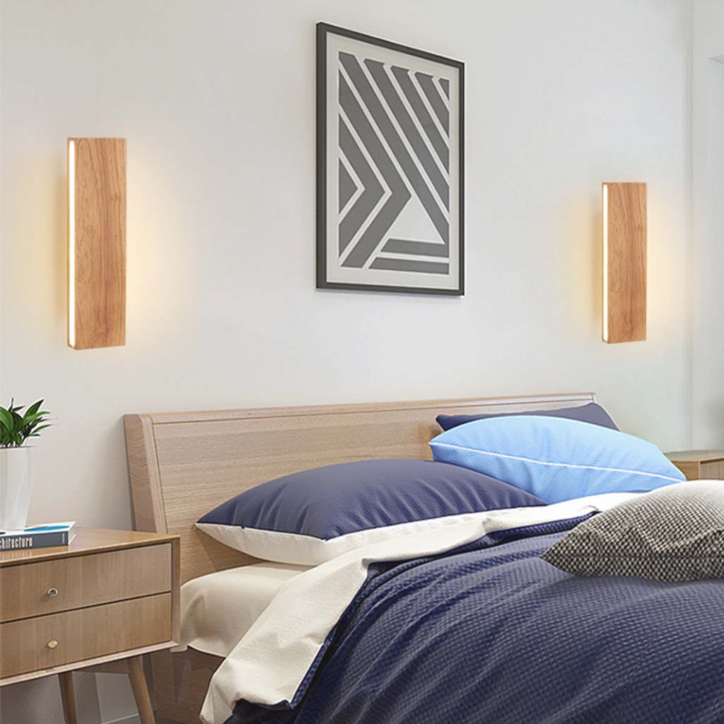 Wall Sconce Wood 8 in to 20 in Adjustable LED Bedroom Hallway Stairway Lighting Warm White Neutral | Thomler