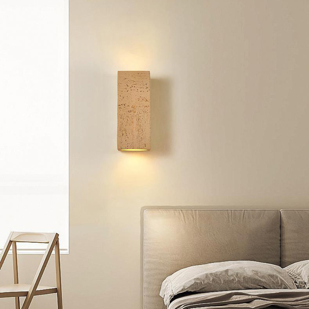 Wall Lamp Cement Composite Rectangle Warm Up Down Living Room Bedroom Japandi Ambient Lighting Fixture | Thomler